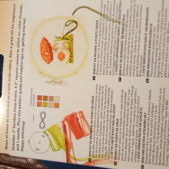 Toadstool Mini cross stitch embroidery kit - Picture 2 of 2